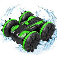 FREE TO FLY Remote Control Car Boat Truck- Amphibious 4WD Stunt Cars 2.4Ghz Rotating 360° Offroad Terrain RC Vehicle Water Land for Kids 8 9 10 11 12 Years Old (Green)