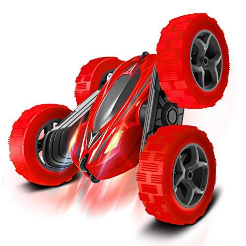  FREE TO FLY Toys Remote Control Car for Kids: Red 4WD Stunt RC Cars with 2 Rechargeable Battery - Double Sliding Hobby Car Birthday Gifts for Toddlers at Age of 6 7 8 9 10 Boys & Girls