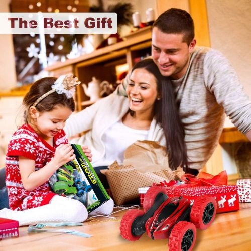  FREE TO FLY Toys Remote Control Car for Kids: Red 4WD Stunt RC Cars with 2 Rechargeable Battery - Double Sliding Hobby Car Birthday Gifts for Toddlers at Age of 6 7 8 9 10 Boys & Girls