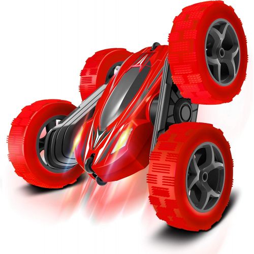  FREE TO FLY Toys Remote Control Car for Kids: Red 4WD Stunt RC Cars with 2 Rechargeable Battery - Double Sliding Hobby Car Birthday Gifts for Toddlers at Age of 6 7 8 9 10 Boys & Girls