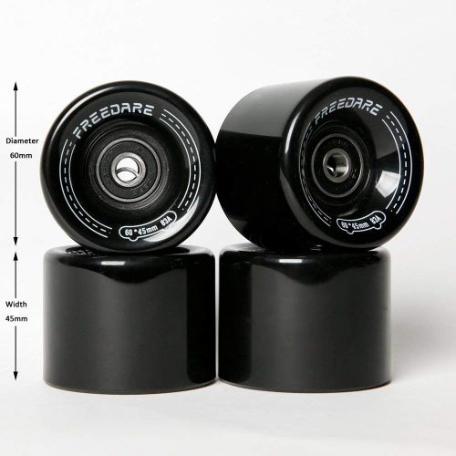  FREEDARE Skateboard Wheels 60mm 83a with Bearings and Spacers Cruiser Wheels (Pack of 4)