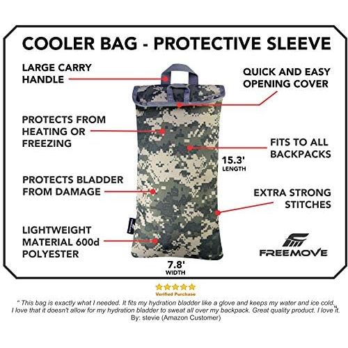  FREEMOVE Cooler Bag Protective Sleeve for 2L or 3L Hydration Water Bladder, Keeps Water Cool and Protects The Bladder, Thermally Insulative, Lightweight and Water Resistant, Bladde