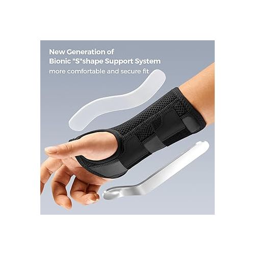  FREETOO Wrist Brace for Carpal Tunnel,[New Upgrade-Anatomically shaped] Adjustable Wrist Support Splint for Men and Women,Hand Brace for Pain Relief, Tendinitis,Arthritis,Right Hand,Medium,Black-Grey