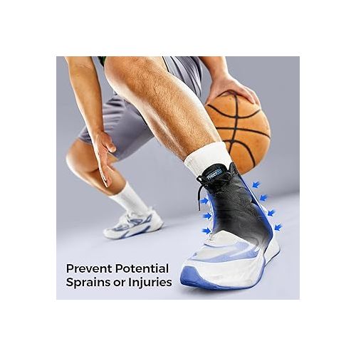  FREETOO Ankle Brace Maximum Metal Support for Men & Women, Compression Foot Support for Sprained Ankle, Plantar Fasciitis,Injury Recovery, Lace up Ankle Support for Running Volleyball Left/Right