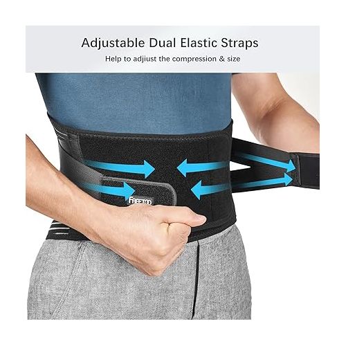 Freetoo Back Braces for Lower Back Pain Relief with 6 Stays, Breathable Back Support Belt for Men/Women for work, Anti-skid lumbar support belt with 16-hole Mesh for sciatica,plus size(XXL)
