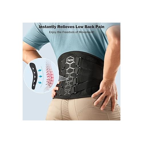  FREETOO Back Braces for Lower Back Pain Relief with Pulley System,Lumbar Support Belt for Men & Women with Lumbar Pad, Ergonomic Design and Soft Breathable 3D Knit Material,for Herniated Disc,Sciatica