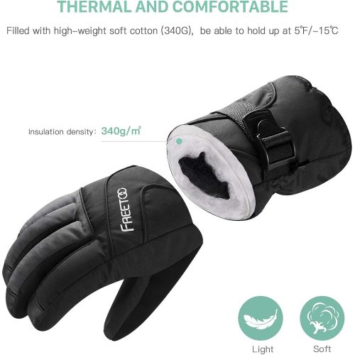  [아마존핫딜][아마존 핫딜] FREETOO Mens Ski Gloves High Breathable TPU Waterproof Membrane 340g Soft Cotton Warm Snowboard Gloves for Skiing Snowboarding (L)