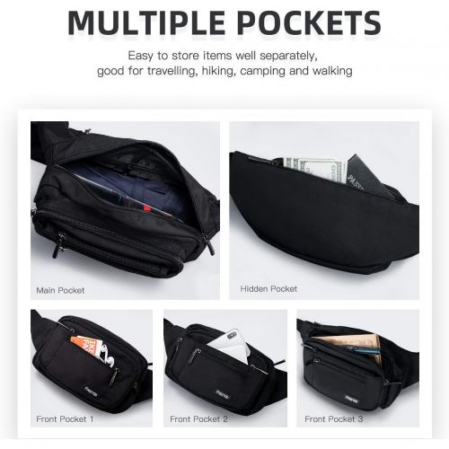  [아마존베스트]FREETOO Waist Pack Bag Fanny Pack for Men&Women Hip Bum Bag with Adjustable Strap for Outdoors Workout Traveling Casual Running Hiking Cycling