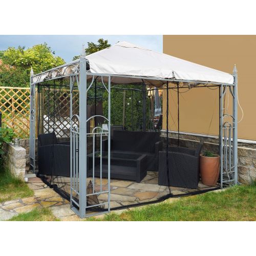  FREILUFTRAUM Kastenfoermiges Moskitonetz fuer Pavillon Terrasse Lodge oder Balkon im Transportbeutel fuer Reisen (300x300, Schwarz)