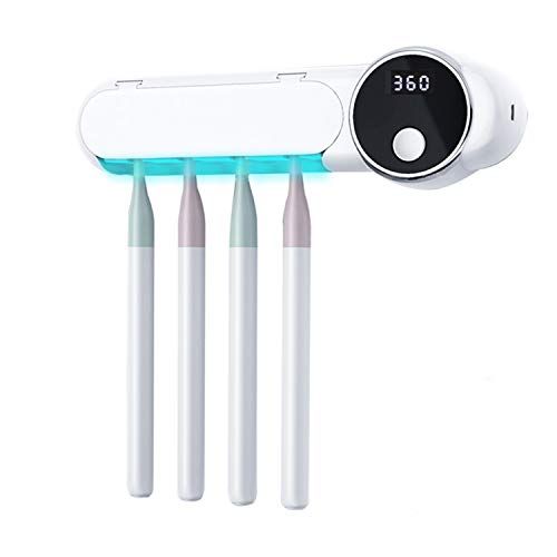  FREMO Toothbrush Sanitizer, Toothbrush Holder Wall Mounted with Sterilizer Function, Electric Toothbrush Organizer for Bathroom（White）