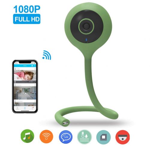  FRIFER Smart Baby Monitor, Wireless Baby Video Camera Home WiFi Security Surveillance Camera, IR Night Vision Music Player, 2 Way Talk LED Temperature Monitoring (Green)