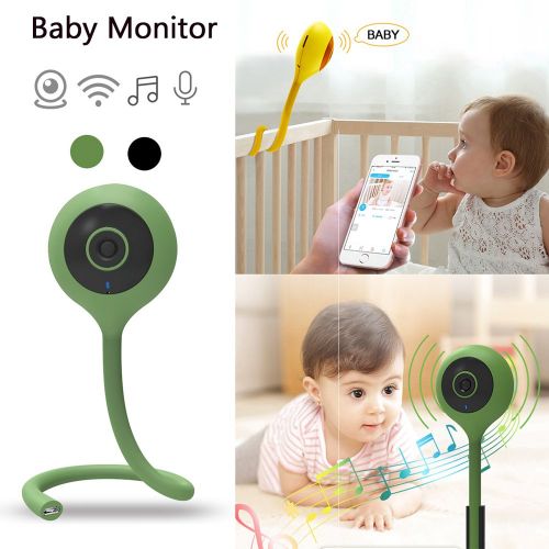  FRIFER Smart Baby Monitor, Wireless Baby Video Camera Home WiFi Security Surveillance Camera, IR Night Vision Music Player, 2 Way Talk LED Temperature Monitoring (Green)