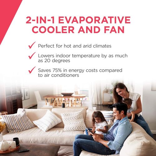  Frigidaire EC300W-FA Portable Evaporative Air Humidifier, Personal Indoor Swamp Cooler, 600 CFM