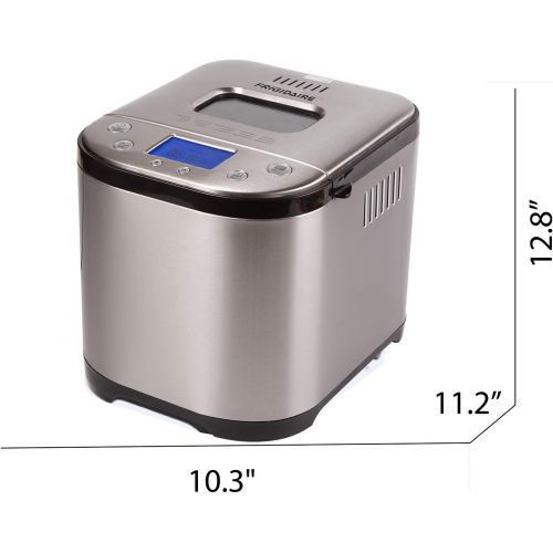  [아마존베스트]FRIGIDAIRE Stainless Steel Bread Making Machine Maker, 2LB XL 15-in-1, Settings Incl Gluten Free, Cake & Yogurt, Nonstick Bowl, 3 Loaf Sizes 3 Crust Colors, Bread Hook, Measuring C