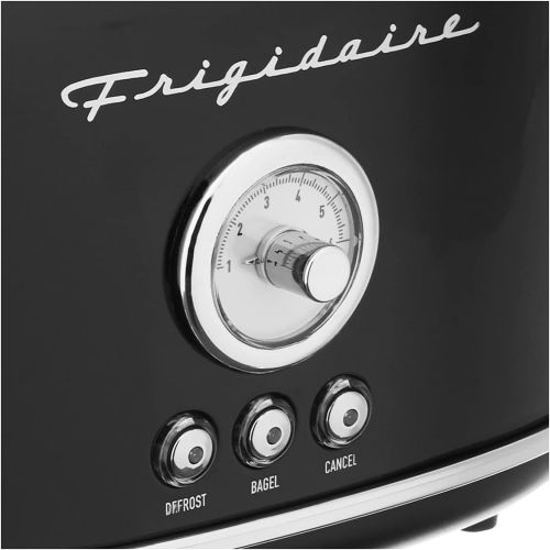  Frigidaire ETO102-BLACK, 2 Slice Toaster, Retro Style, Wide Slot for Bread, English Muffins, Croissants, and Bagels, 5 Adjustable Toast Settings, Cancel and Defrost, 900w, Black