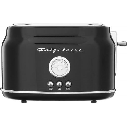  Frigidaire ETO102-BLACK, 2 Slice Toaster, Retro Style, Wide Slot for Bread, English Muffins, Croissants, and Bagels, 5 Adjustable Toast Settings, Cancel and Defrost, 900w, Black