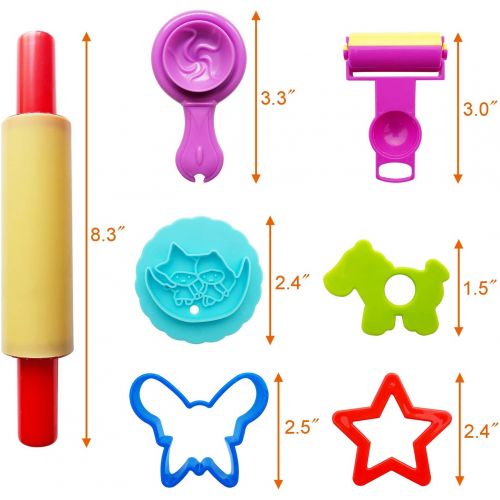  [아마존베스트]FRIMOONY Dough Tools for Kids, Various Plastic Molds, Assorted Colors, 45 Pieces