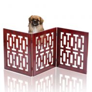FRISKY FRIENDS Safety Pet Gate for Dogs  Free-Standing & Foldable - Decorative Scroll Wooden Fence Barrier ...