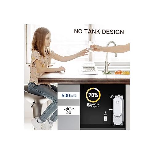  Frizzlife PX500-A Under Sink Tankless Reverse Osmosis Water Filtration System, 500 Gallons Per Day, Remineralizes Water, Easy DIY Installation, Low Maintenance