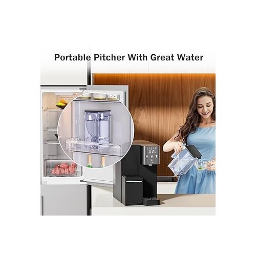 Frizzlife Countertop Reverse Osmosis System - WB99 Alkaline RO Water Filter with Portable Water Pitcher, NSF/ANSI 58 Certified Elements, 3.5:1 Pure to Drain, No Installation, USA Tech Support
