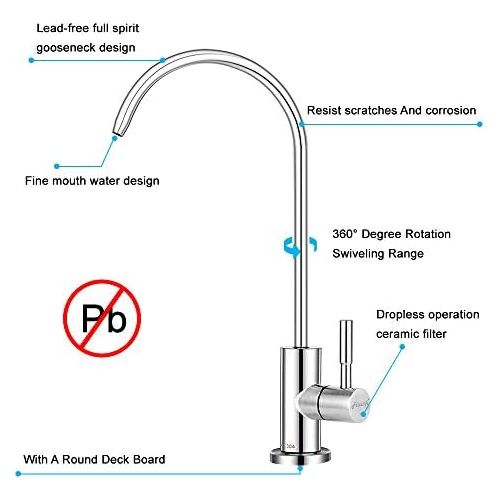  Frizzlife RO Water Filter Faucet- Drinking Water Faucet fits most Reverse Osmosis Water Filtration System-SUS304 Stainless Steel with Brushed Nickel-Lead Free