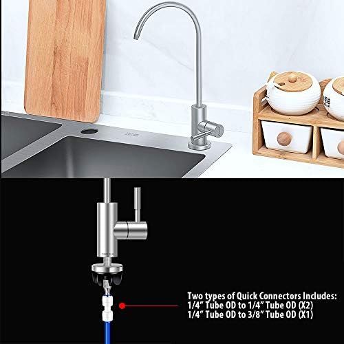  Frizzlife RO Water Filter Faucet- Drinking Water Faucet fits most Reverse Osmosis Water Filtration System-SUS304 Stainless Steel with Brushed Nickel-Lead Free