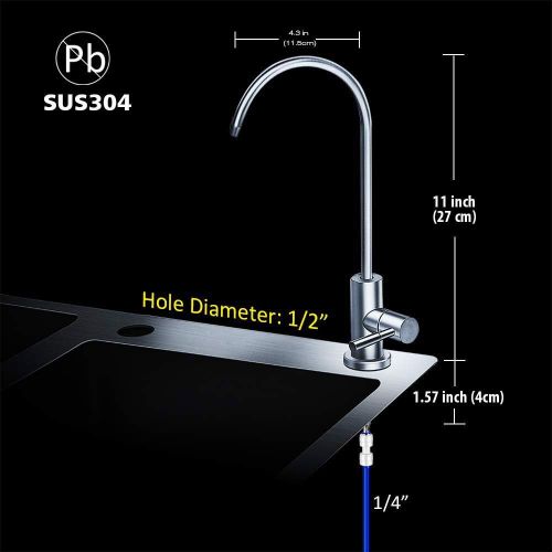  Frizzlife RO Water Filter Faucet- Drinking Water Faucet fits most Reverse Osmosis Water Filtration System-SUS304 Stainless Steel with Brushed Nickel-Lead Free