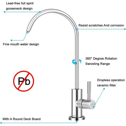  Frizzlife RO Water Filter Faucet- Drinking Water Faucet fits most Reverse Osmosis Water Filtration System-SUS304 Stainless Steel with Brushed Nickel-Lead Free