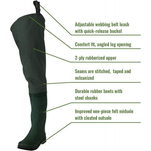  Frogg Toggs Cascades 2-ply PolyRubber Bootfoot Hip Wader, Cleated Outsole, Youth