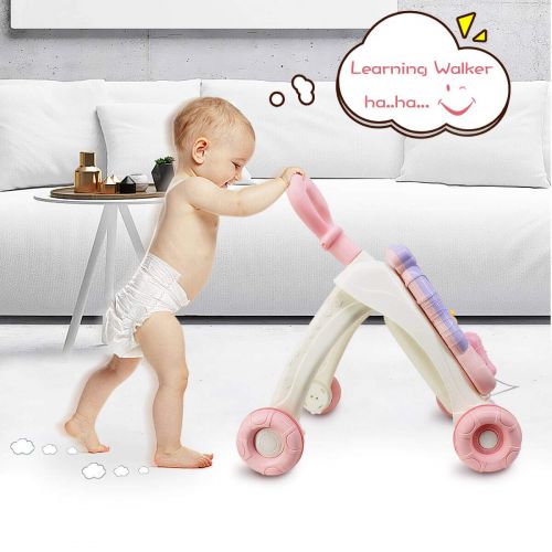  [아마존 핫딜] FRUITEAM 3-in-1 Baby Walker, Sit-to-Stand Learning Walker for Baby, Push Walker with Activity Center,Game Table, Lights and Sound, Pink