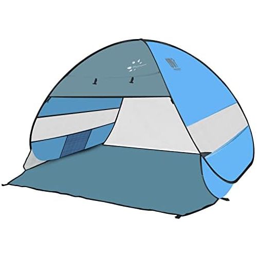  FRUITEAM Pop Up Beach Tent Sun Shelter for 3-4 Person with UV Protection for Camping/Outdoor/Beach, Blue