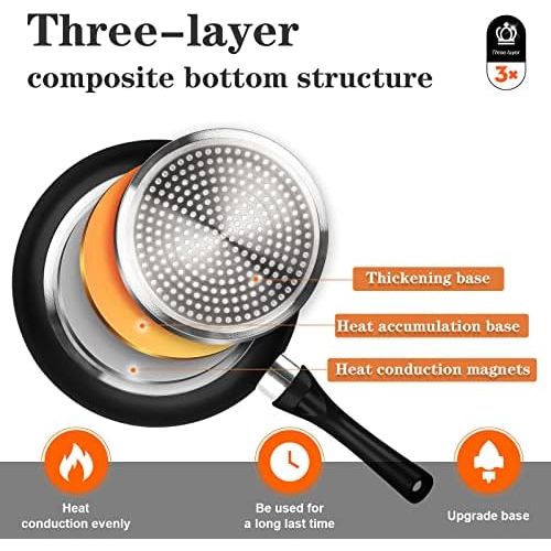  [아마존베스트]FRUITEAM 10pcs Cookware Set Ceramic Nonstick Soup Pot, Milk Pot and Frying Pans Set, Copper Aluminum Pan with Lid, Induction Gas Compatible, 1 Year Warranty Mothers Day Gifts for W