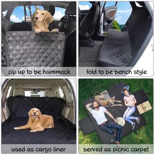  FRUITEAM Dog Seat Cover for Back Seat, 100% Waterproof Pet Car Seat Covers-Scratch Proof & Nonslip Backing & Hammock-Upgraded Quilted Durable Dogs Backseat for Cars Trucks and SUVs