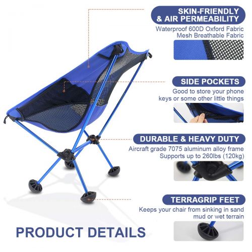  FRUITEAM Portable Camping Table and Chairs Ultralight Foldable Picnic Tables with Cup Holders for Camp, Beach, Boat, Fishing, Compact Lightweight