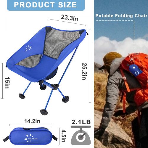  FRUITEAM Portable Camping Table and Chairs Ultralight Foldable Picnic Tables with Cup Holders for Camp, Beach, Boat, Fishing, Compact Lightweight