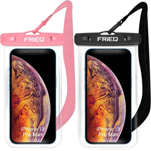  [아마존베스트]FRiEQ Waterproof Case 2 Pack for iPhone 12/12 Pro Max/11/11 Pro/SE/Xs Max/XR/8P/7 Galaxy up to 7 (Black and Pink)