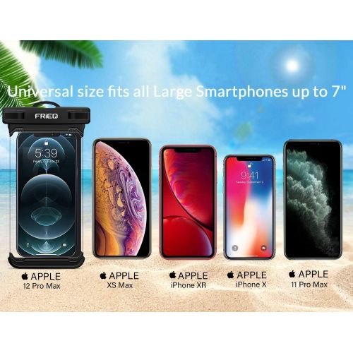  [아마존베스트]FRiEQ Waterproof Case Cellphone Dry Bag Pouch for iPhone 11 / iPhone 11 Pro Max Xs Max XR XS X 8 7 6S Plus, Samsung Galaxy S10 S10e S9 S8 +/Note 9 8, Pixel 3 2 XL HTC LG Sony Moto up to