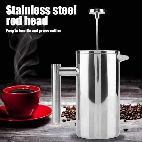  FTVOGUE French Press Kaffeemaschine Doppelwandige Edelstahl Teekanne mit Filter(1000ML)