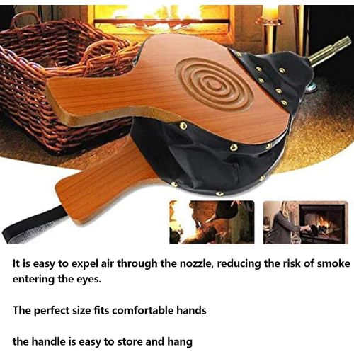  FTVOGUE Wood Fireplace Bellows with Hanging Strap for Fire Pit, Wood Stove, BBQ, Outdoor Camping