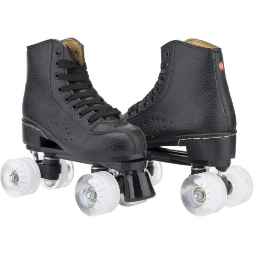  FTYUNWE Roller Skates Adult Women, Outdoor Quad Roller Shoe with Light Up Wheels, Unisex Classic High Top Quad Rink Skates Adjustable for Girls Men Kids and Beginner,Black-35EU/5US