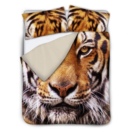  FUIBENG Home 3D Bedding Set Tiger Print Bedspreads for Teens Boys and Girls 2 Pillow Shams 1 Duvet Cover Ultra Soft (King, Black)