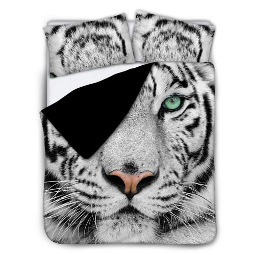  FUIBENG Home 3D Bedding Set Tiger Print Bedspreads for Teens Boys and Girls 2 Pillow Shams 1 Duvet Cover Ultra Soft (King, Black)