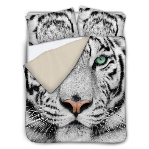  FUIBENG Home 3D Bedding Set Tiger Print Bedspreads for Teens Boys and Girls 2 Pillow Shams 1 Duvet Cover Ultra Soft (King, Black)