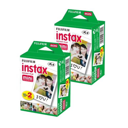 후지필름 Fujifilm instax mini Instant Film (40 Exposures) + 20 Sticker Frames for Fuji Instax Prints Travel Package