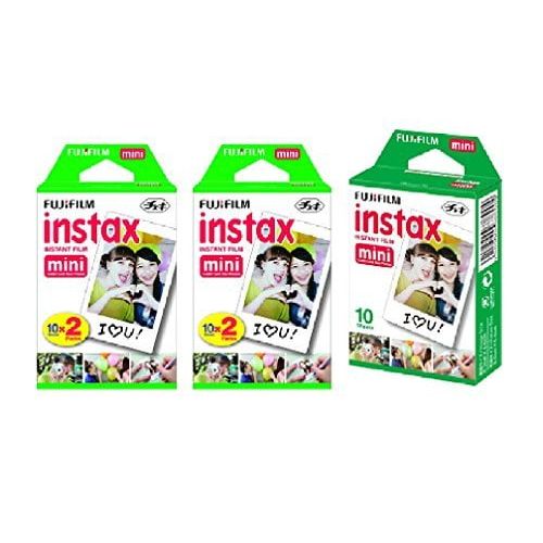 후지필름 Fujifilm Instax Mini Instant Film, 5 Pack BUNDLE Includes Qty 2 Instax Mini Twin 10 Sheets x 2 packs = 40 Sheets + Instax Mini Single 10 Sheets: Total 50 Pictures