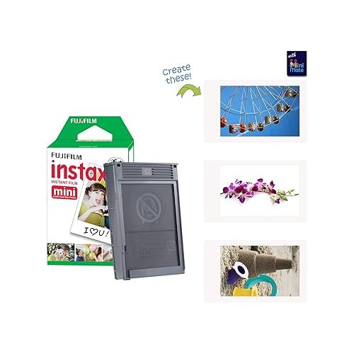 후지필름 Fujifilm Instax Mini 12 Instant Camera Mint Green + MiniMate Accessory Bundle & Compatible Custom Case + Fuji Instax Film Value Pack (50 Sheets) Flamingo Designer Photo Album