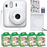 Fujifilm Instax Mini 12 Instant Camera + MiniMate Accessory Bundle & Compatible Custom Case + Fuji Instax Film Value Pack (50 Sheets) Flamingo Designer Photo Album