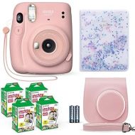 Fujifilm Instax Mini 11 Instant Camera Blush Pink + Fuji Film Value Pack (40 Sheets) + Shutter Accessories Bundle, Incl. Compatible Carrying Case, Quicksand Beads Photo Album 64 Pockets