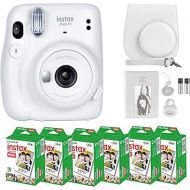 Fujifilm Instax Mini 11 Camera with Fujifilm Instant Mini Film (60 Sheets) Bundle with Deals Number One Accessories Including Carrying Case, Selfie Lens, Photo Album, Stickers (Ice White)