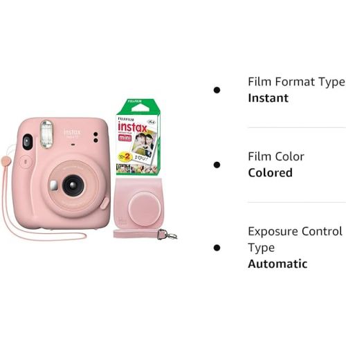 후지필름 Fujifilm Instax Mini 11 Instant Camera Blush Pink + Minimate Custom Case + Fuji Instax Film 20 Sheets Twin Pack